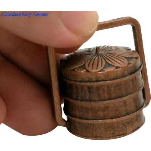 1:12 Dollhouse Miniature Copper 3 Layer Stackable Snack Food Bento Box Lunchbox