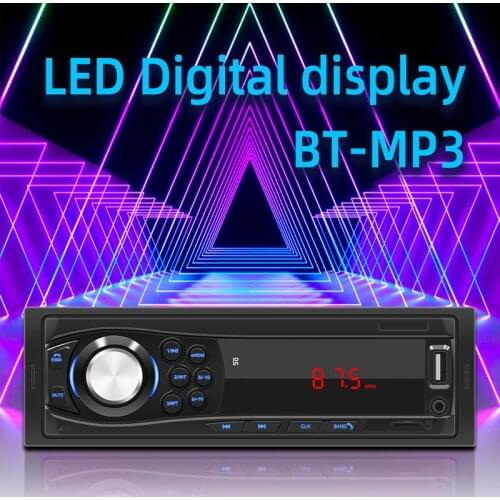 1 Din FM Car Radio 2V 45W Red Panel Light Support Subwoofer RCA Bluetooth 4.0 Mp3 Player USB Supports TF Card U Disk AUX RCA