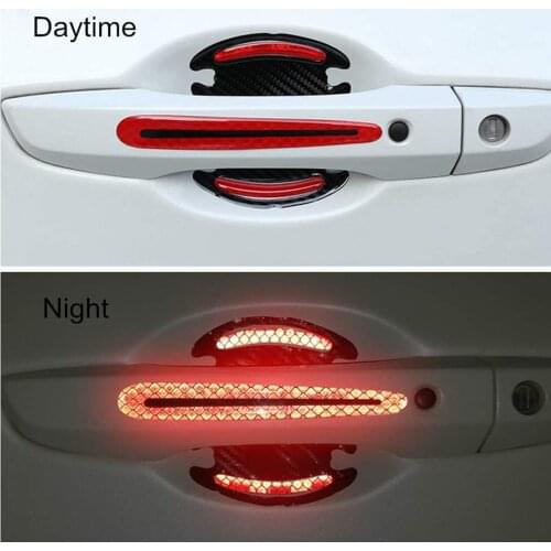 1 Set Car Door Handle Sticker Scratch Protector Film Universal Door Handle Reflective Strips Pad Auto Door Handle Cup Protection