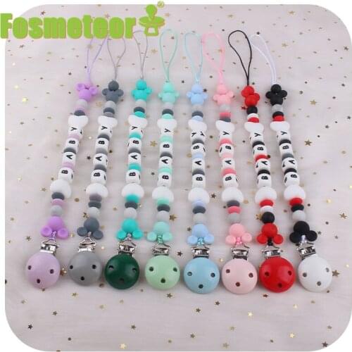 Fosmeteor 1pcs Baby Pacifier Holder Chain Safe Anti-dropping Chew Silicone Beads Infant Pacifier Clip for Baby Teether Toy Gifts