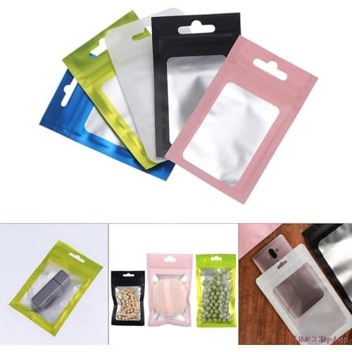20Pcs/Pack Matte Zip lock Plastic Bag Aluminum Foil Hologram Food Pouch Small Waterproof Zipper Reclosable Pouches