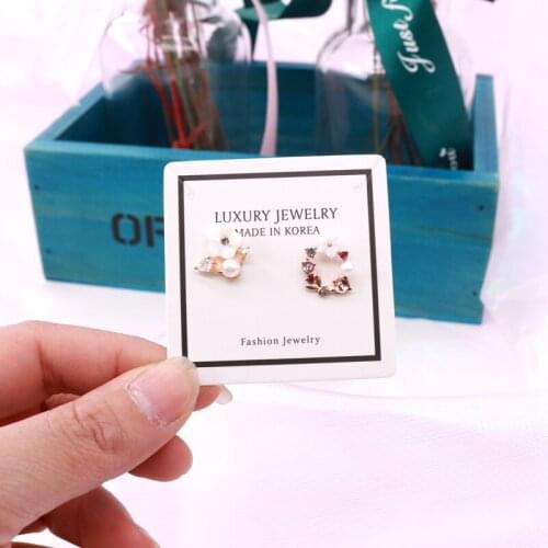 200pcs/lot Mini Ear Stud Card 5x5cm Border Print Luxury Jewelry Packaging Paper Card DIY Fashion Earrings Necklace Accessories