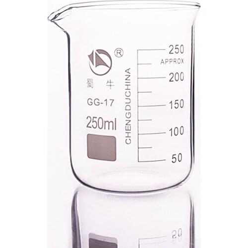 3pcs Beaker in low form,Capacity 250ml,Outer diameter=71mm,Height=98mm,Laboratory beaker