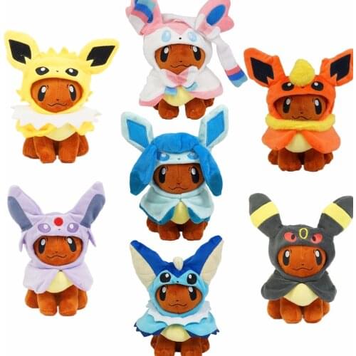 7 Styles 8" pocket Eevee Poncho Umbreon Espeon Jolteon Vaporeon Sylveon Flareon Plush Doll Stuffed Toys