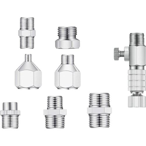 8Pcs Air-Brush Spray Disconnect Adapter Airbrush Air Quick Connecter Set 1/8inch Fittings Part with Regulating Valve