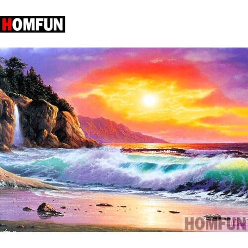 HOMFUN 5D DIY Diamond Painting Full Square/Round Drill "Sunset scenery" 3D Embroidery Cross Stitch gift Home Decor A00294