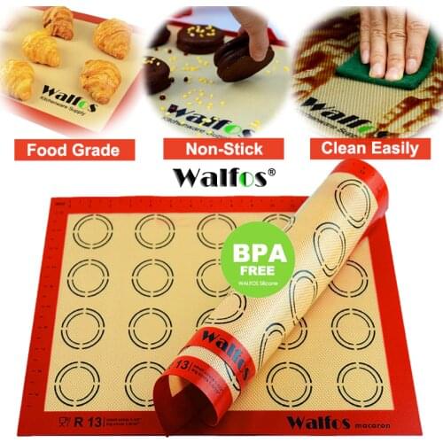 WALFOS Non-Stick Silicone Baking Mat Pad Sheet Baking Pastry Tools Rolling Dough Mat Large Size for Cake Cookie Macaron