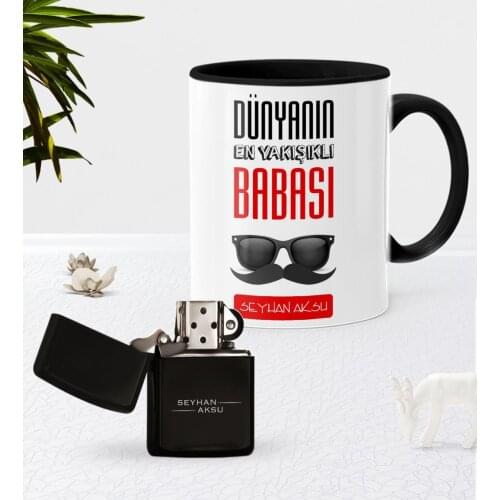 Tailor-made The World 'S Most Handsome Father Black Mug Cup Gasoline Lighter Seti-2