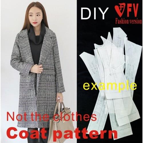 Brand pattern womens lapel mid-length coat coat garment pattern 1:1 sewing pattern BFY-140
