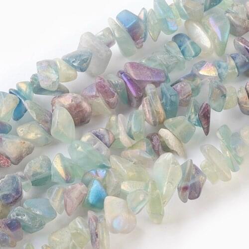5 Strand Natural Electroplated Fluorite Chip Beads for jewelry making DIY bracelet necklace accessories about 6.6~7''(17~18cm)
