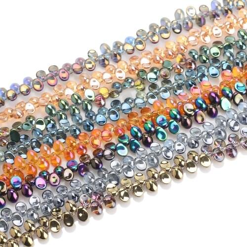 100Pcs Czech Glass Teardrop Beads Smooth 6x8/6x12mm Crystal Droplet Charms Pendant For DIY Clothing Sewing Material Craft Beads