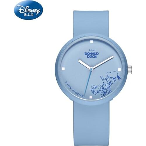 Disney Official Women Casual Quartz Wristwatches Donald Duck Cartoon Graffiti Dial Soft Silicone Ladies Girls Student Gift Clock