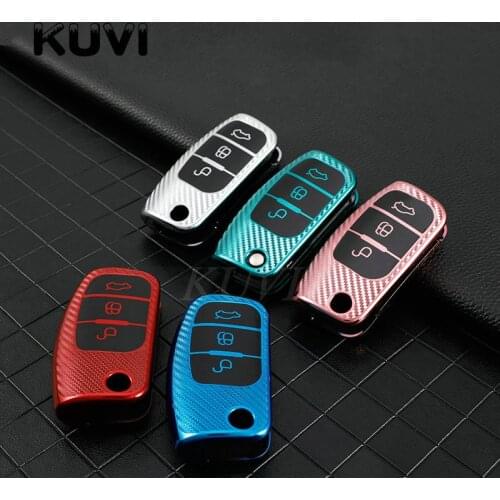 3 Button Carbon Grain Car Remote Key Cover Case For Ford Fiesta Focus 2 Ecosport Kuga Escape Falcon B-Max C-Max Eco Sport Galaxy