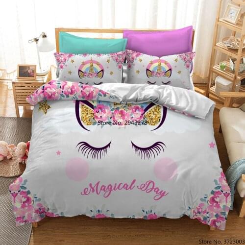 3D Printed Unicorn Cartoon LOVINSUNSHINE Children Bedding Set Single Bedding Bed Sets Home Textile Lovely Kids Duvet Cover Set