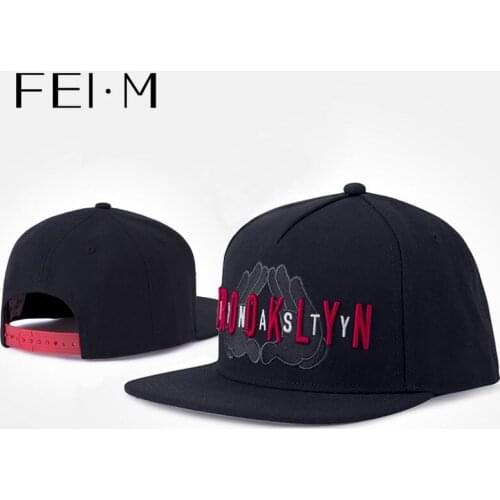 FEI M Fashion Brooklyn Adjustable Snapback Cap Black Red Letter Baseball Cap Outdoor Adult Casual Sports Sun Basketball Hat 4