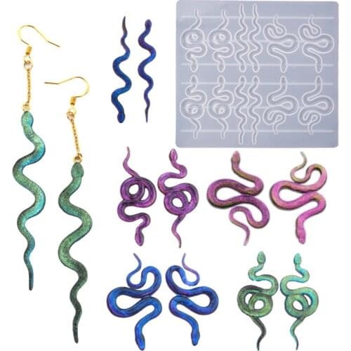 Snake Shape Keychain Mold Snake Ear Drop Mold Silicone Moulds for DIY Epoxy Resin Ear Rings