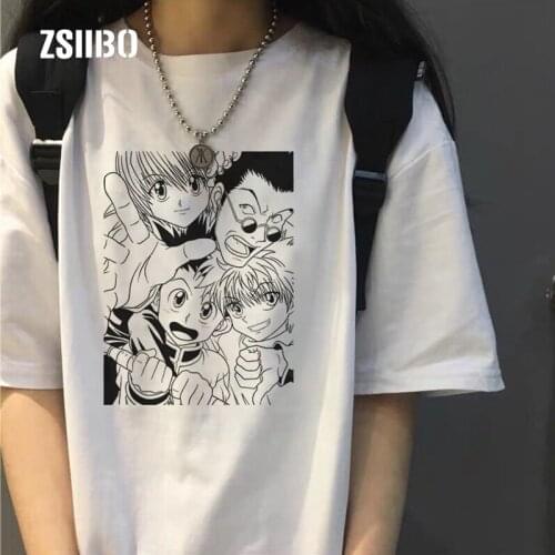 Hunter x hunter kurapika tees Japanese cartoon punk big size loose O-neck Harajuku casual Ulzzang bf Vintage female T-shirt