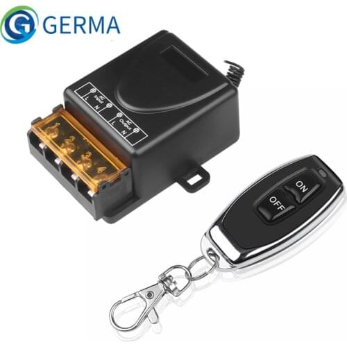 GERMA 433Mhz Wireless Remote Control Switch AC 110V 220V 30A Relay 1CH Receiver Controller and 2botton RF 433 Mhz Transmitter
