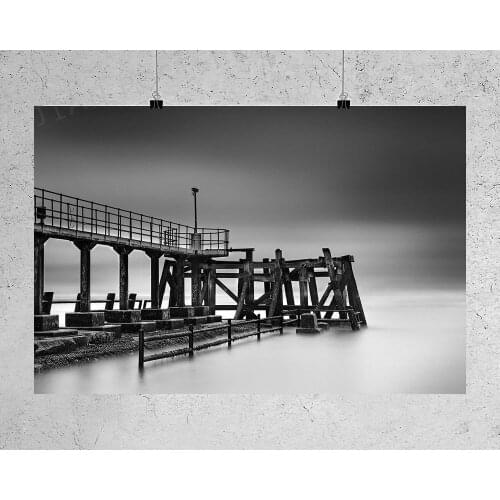 H244 Black & white ocean pier 01 Wall Sticker Silk Poster Art Home Decoration Christmas gift