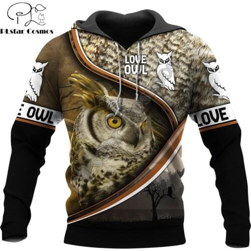 Animal Beautiful Owl 3D All Over Printed Autumn Men Hoodies Unisex Casual Pullover Zip Hoodie Streetwear sudadera hombre DW0504