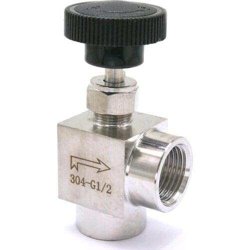 1/2" BSPP Female Elbow Needle Valve 304 Stainless Steel Flow Control Water Gas Oil