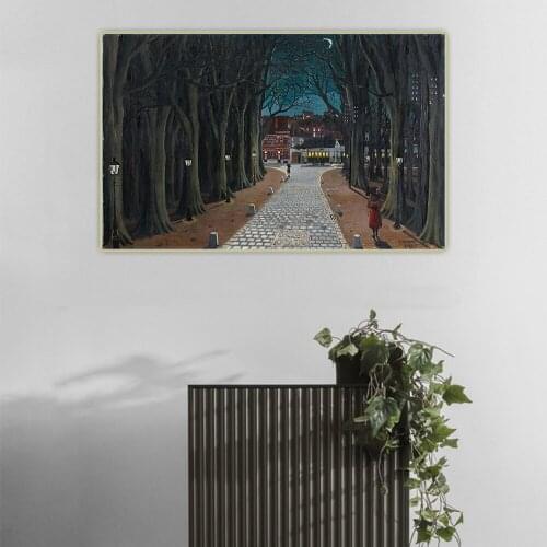 Citon Paul Delvaux《Winter Evening,1961》Surrealism Canvas Oil Painting Art Poster Picture Background Wall Decor Home Decoration