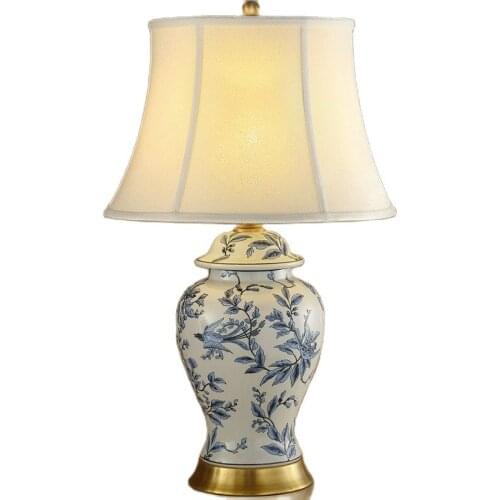 High End Chinese Blue And White Porcelain Vase Design Linen E27 Dimmiable Table Lamp For Study Living Room Wedding H 68cm 1739