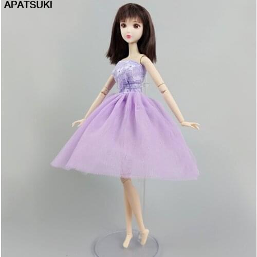 Purple Short Ballet Tutu Dress For Barbie Doll Outfits Evening Dress Vestidoes Clothes For Barbie Dolls 1/6 Dolls Accessories