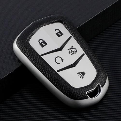 TPU Leather Car Key Cover Case For Cadillac Escalade CTS XTS ATS ATS-L XLS SRX 2015 4/5/6 Button 28T CTS-V XT5 CT6 Key Shell