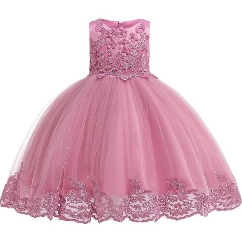 2021 Summer Lace Long Sleeve Embroidery Princess Vestidos Girls Wedding Dress Teenage Formal Prom First Communion Vestidos