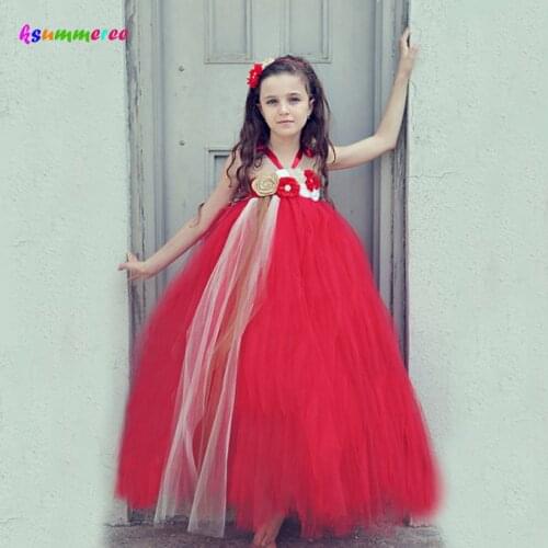 Ksummeree Girls Christmas Tutu Dress with Matching Headband Handmade Pageant Christmas Wedding Costume Baby Dress TS106