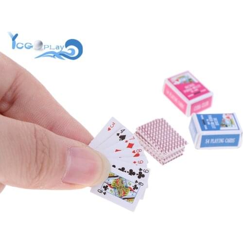 Mini Cute Playing Cards Miniature for Dolls 1:12 Miniature Games Poker Card Game Plastico For Dolls Accessory Home Decoration