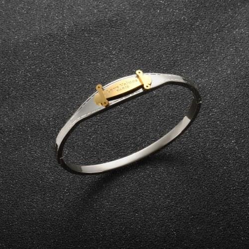 Stainless Steel Punk Style Love Valous Gold Plated Belt Men Women Bracelets Cuff Bangles For Party Jewelry Gift