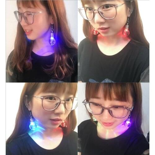 New Korean Harajuku Personality Funny Nightclub Colorful Light Bulb Earrings Female 1pair