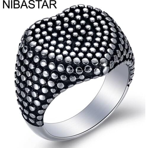 New Heart Black Small Dot Stainless Steel Jewelry Ring Size 7-12 Punk Rock Mens Biker Rings Vintage Gothic Jewelry For Men