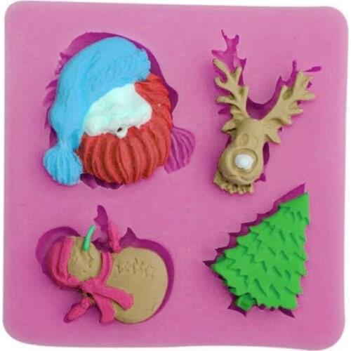 3D Santa Claus Christmas Tree Shape Embossed Silicone Molds Chocolate Cake Mold Fondant Mould DIY Baking Decorating Tools