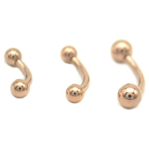 Rose Gold Eyebrow Ring 6mm 8mm 10mm Curved 1.2mm BARBELLS body jewelry Fashion Body Piercing Jewelry