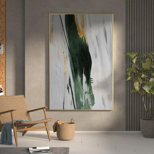 Hand Painted Abstract Painting On Canvas Minimalist Painting Large Wall Art Oversize Original Painting Green And Gold Painting