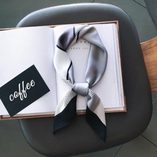 Scarf Temperament Small Square Scarf Women Wild Color Matching Wave Point Professional Wear Spring And Autumn Gift Accessories