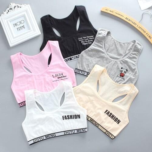 Puberty Young Girls Cotton Training Bras Sport Kids Students Tops Tanks Girls Teen Underwear Bras Children for 8-16 Years Old