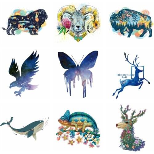 Thermal Stickers On Clothes Lion Eagle Animal Patches On Clothes DIY Iron On Transfers For Clothing Cartoon Animal Applique