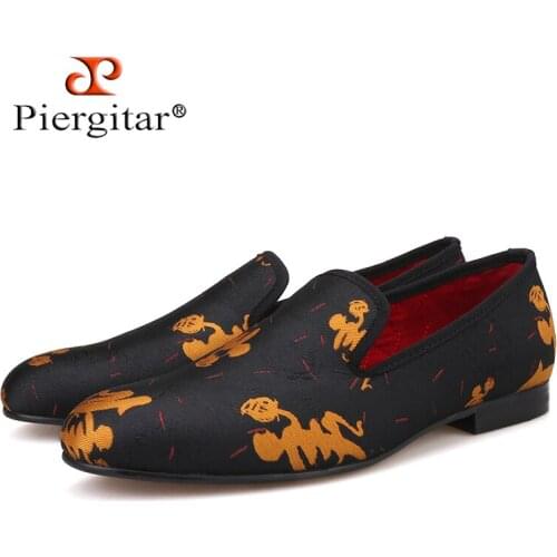 Piergitar new style Handmade Men Abstract paintings shoes Fashion Men smoking slippers Prom and Banquet men loafers mens flats