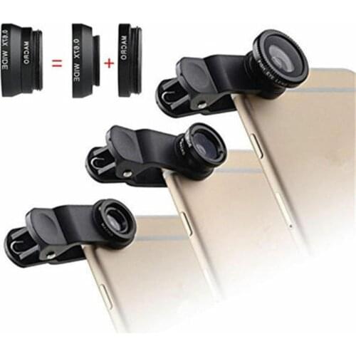 Universal 3 In 1 Fish Eye Lens Wide Angle Macro Smartphone Fisheye Lens Zoom For Iphone For Samsung Mobile Phone Camera Lens