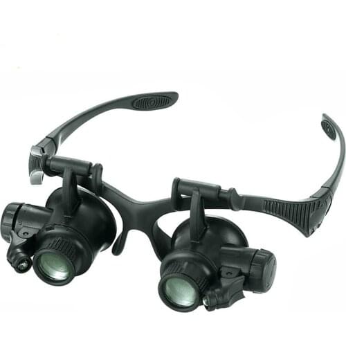 Magnifier 9892G 10X 15X 20X 25X Magnifying Glass Illuminated Loupe LED Lights Headband Repair Magnifier Glasses Lupa Microscope