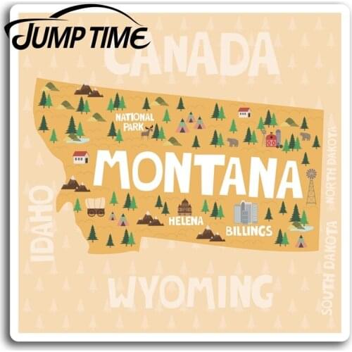 Jump Time for Montana USA Map Vinyl Stickers Sticker Laptop Luggage Gift Bumper Decals Waterproof Car Accessories