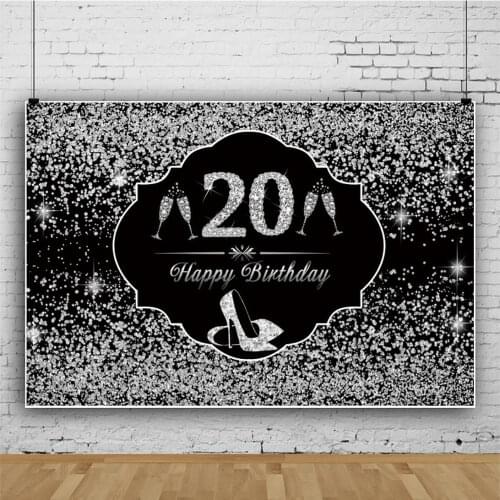 20 30 50 Years Old Shiny Diamond Champagne Party Black Background Ladies Birthday Decoration Photography Photo Vinyl Backdrop