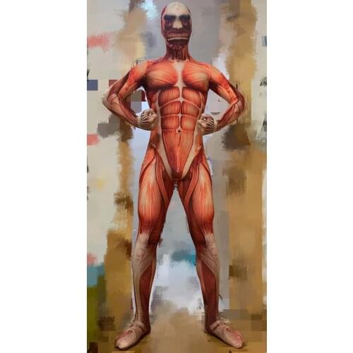 Adults Kids Attack on Titan Cosplay Costumes Colossal Titan Men Boys Zentai Catsuit Bodysuit
