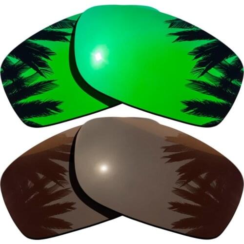 Green Mirrored & Brown Polarized Replacement Lenses for Fives Squared Frame 100% UVA & UVB