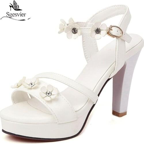 Sgesvier 2021 New Summer Platform Sandals Women Ladies Shoes Thick Heels Sandals High Heels Peep Toe Fashion Sandals Size 34-43