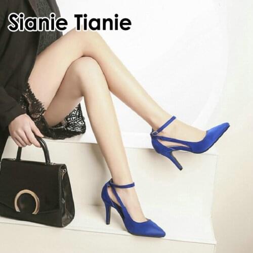 Sianie Tianie 2020 new sexy hallow cut out womans shoes thin high heels ladies party bridal stilettos women pumps plus size 46